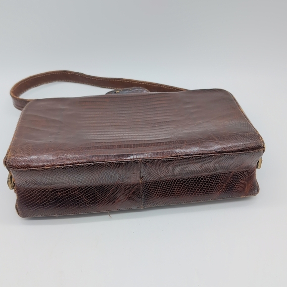Deitsch Brown Lizard Reptile Leather Handbag 1950s Vintage - Picture 4 of 9